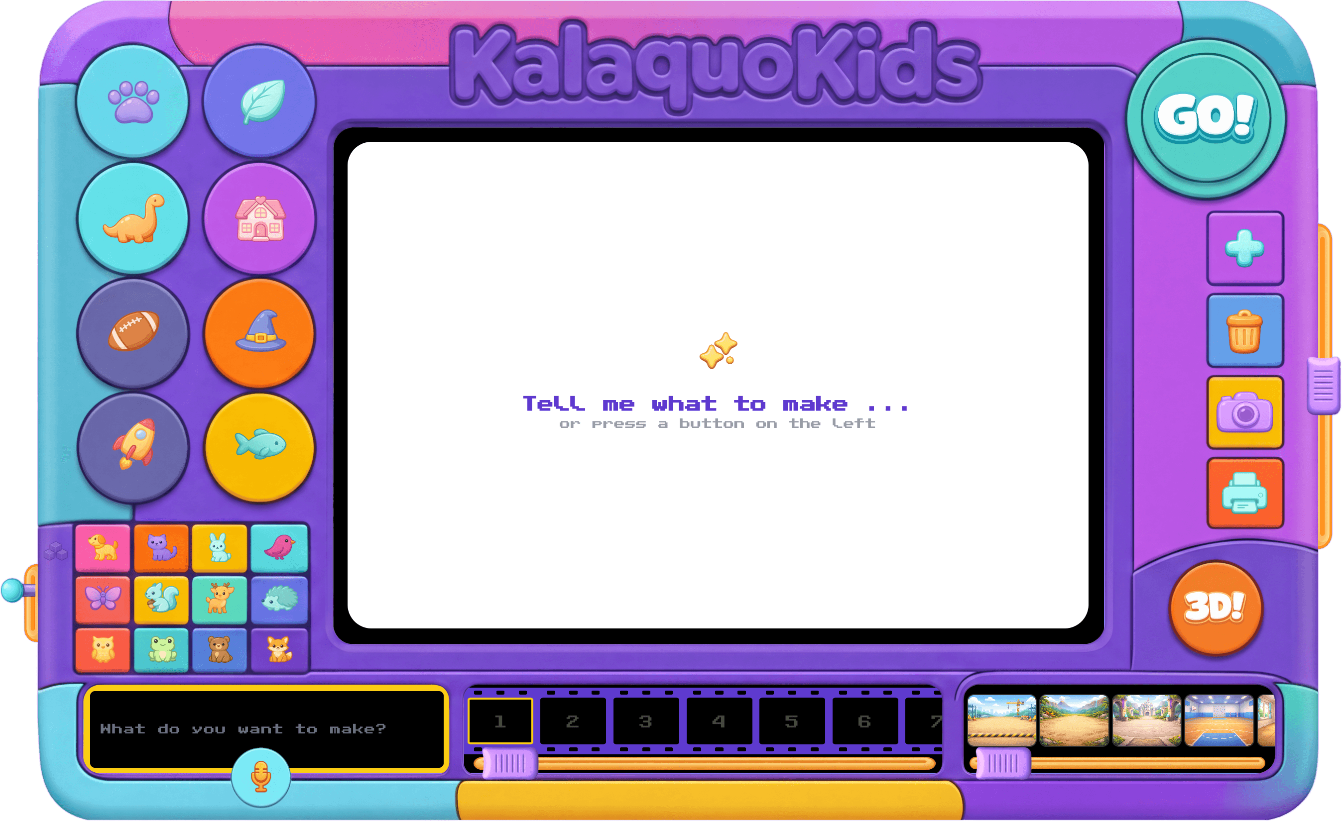 Kalaquo app interface showing the creative studio